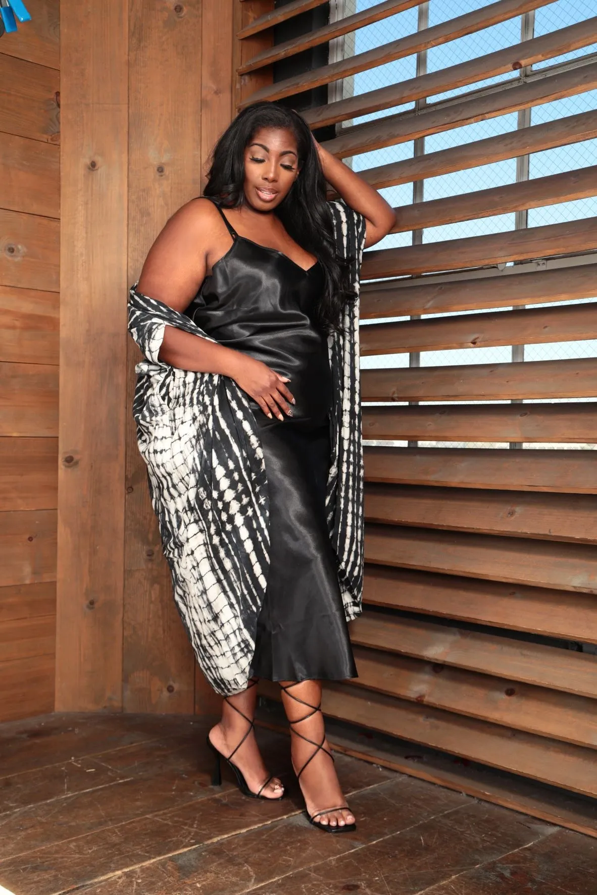 Black Hand Tie Dye Kimono - worn sold by Sante Grace