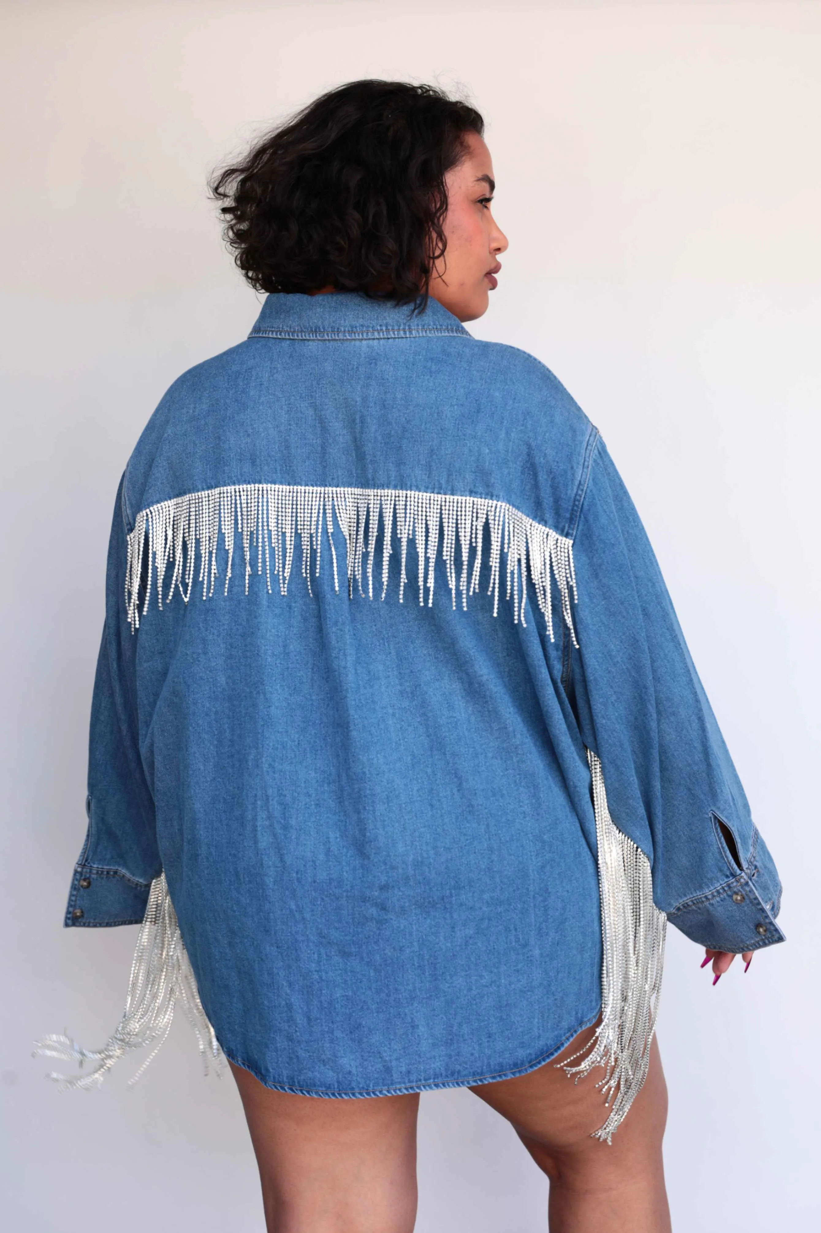 Dolly Collection Rhinestone Denim Shirt sold by Sante Grace product image thumbnail 3