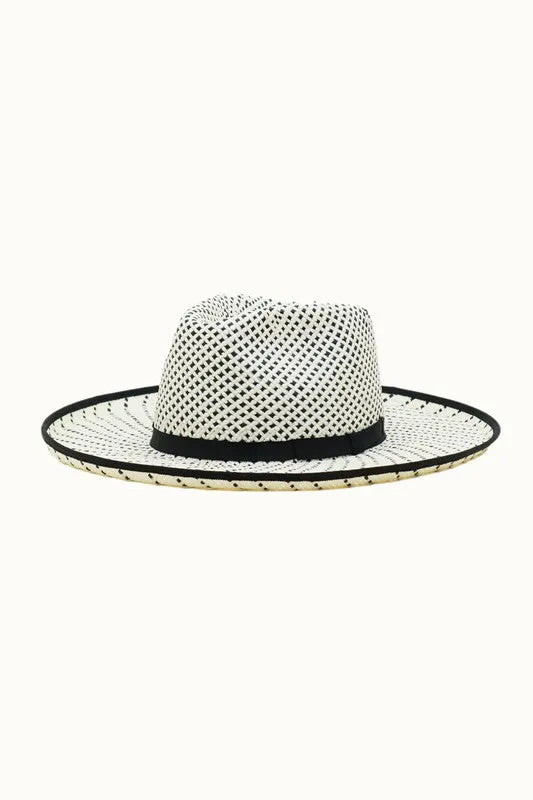 Octavia - Structured straw rancher Black/Natural sold by Sante Grace