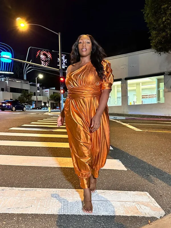 The Epitome of Glamour: Showstopping One-Shoulder Jumpsuit We Call CHER sold by Sante Grace