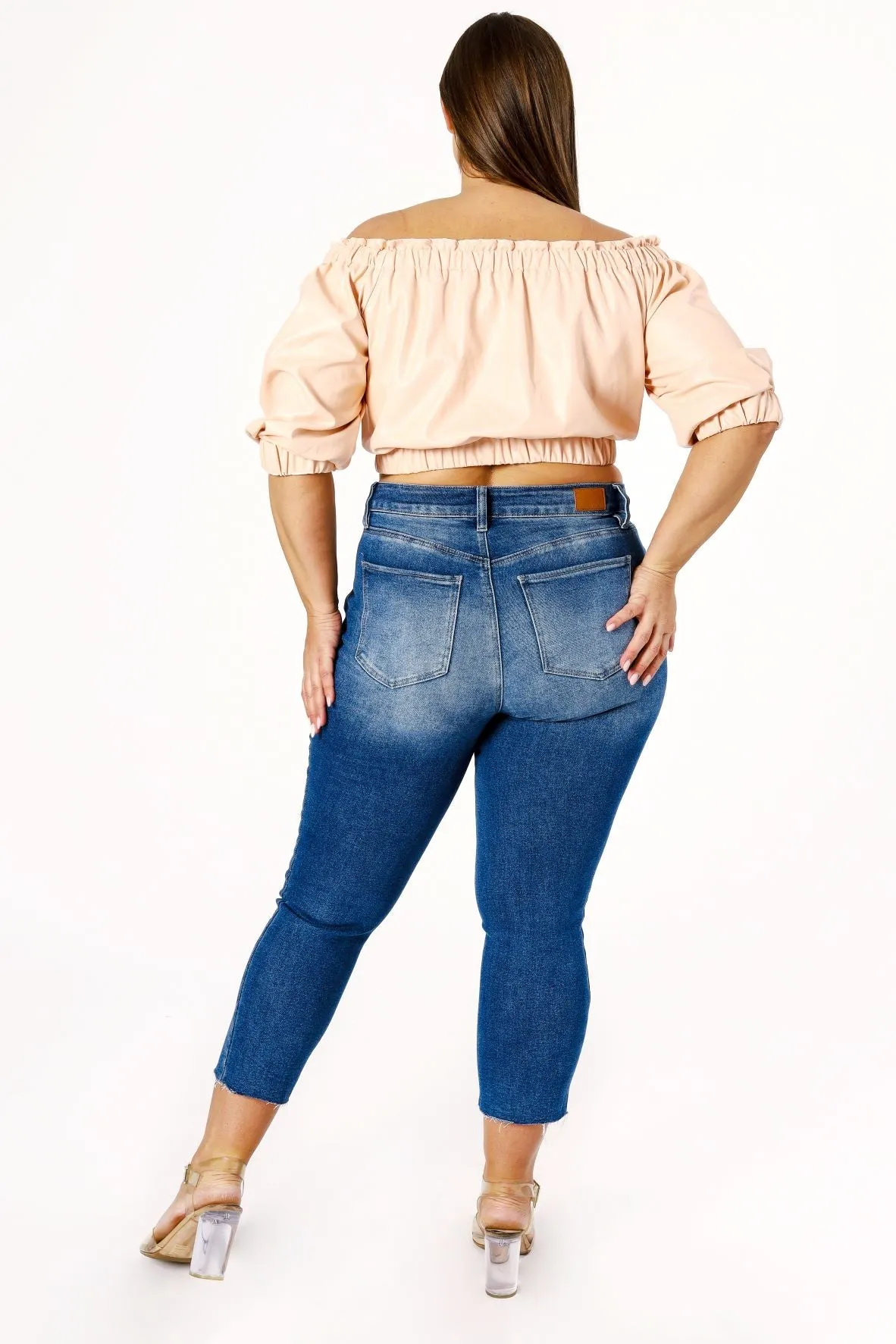 The Sandy Faux Leather Crop Top in Pink sold by Sante Grace product image thumbnail 4