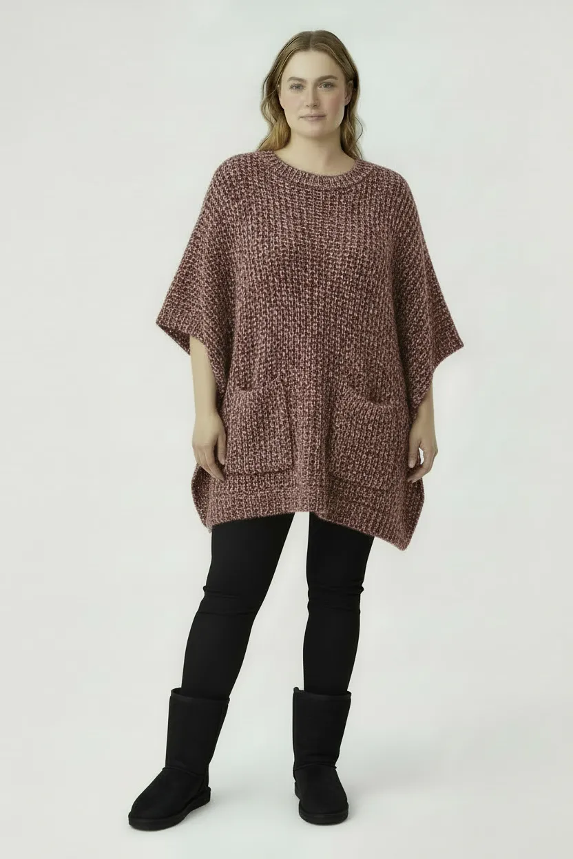 Wine colored poncho sweater sold by Sante Grace