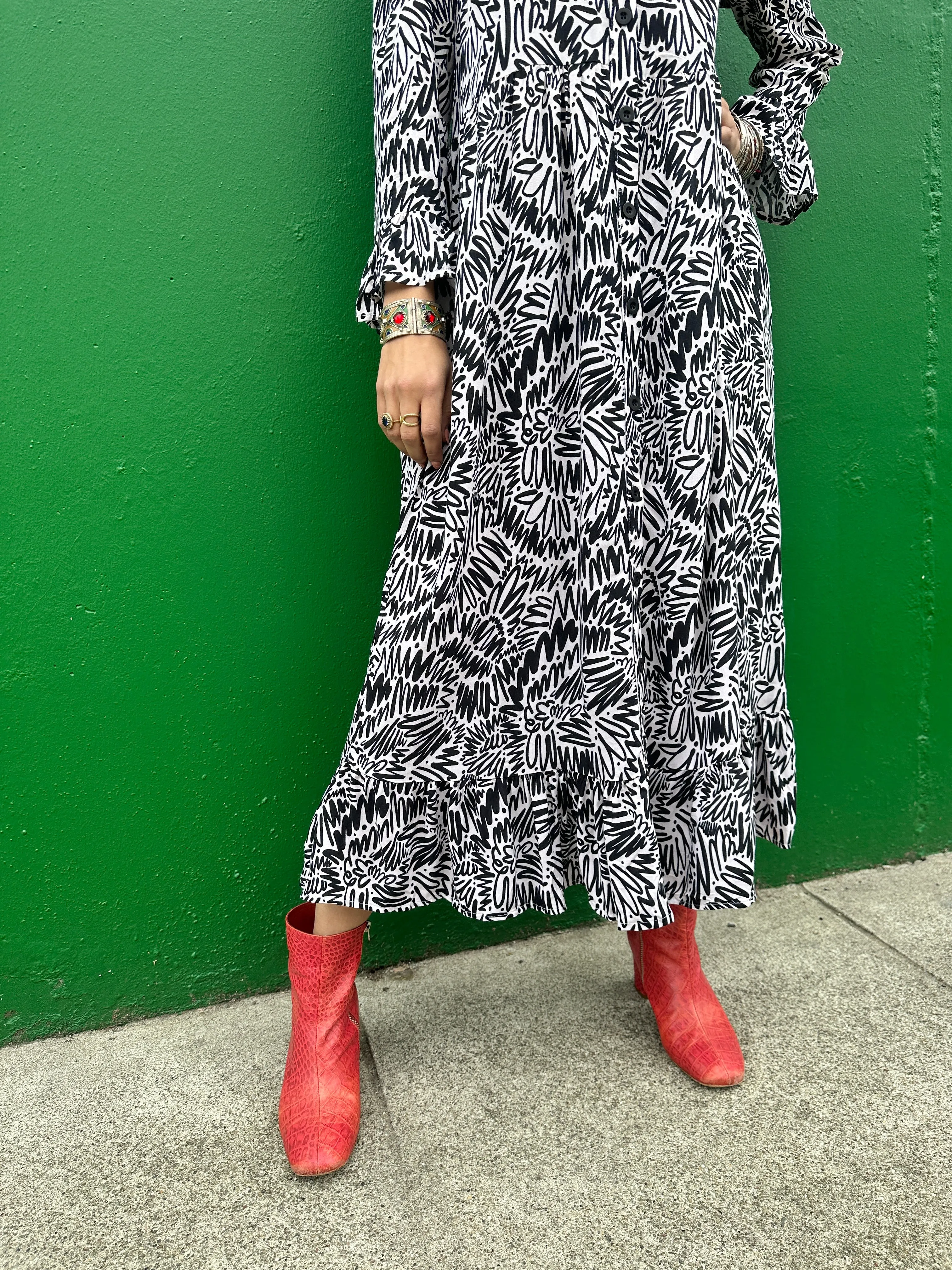 Olive Dress Zig Zag sold by Nooworks product image thumbnail 4