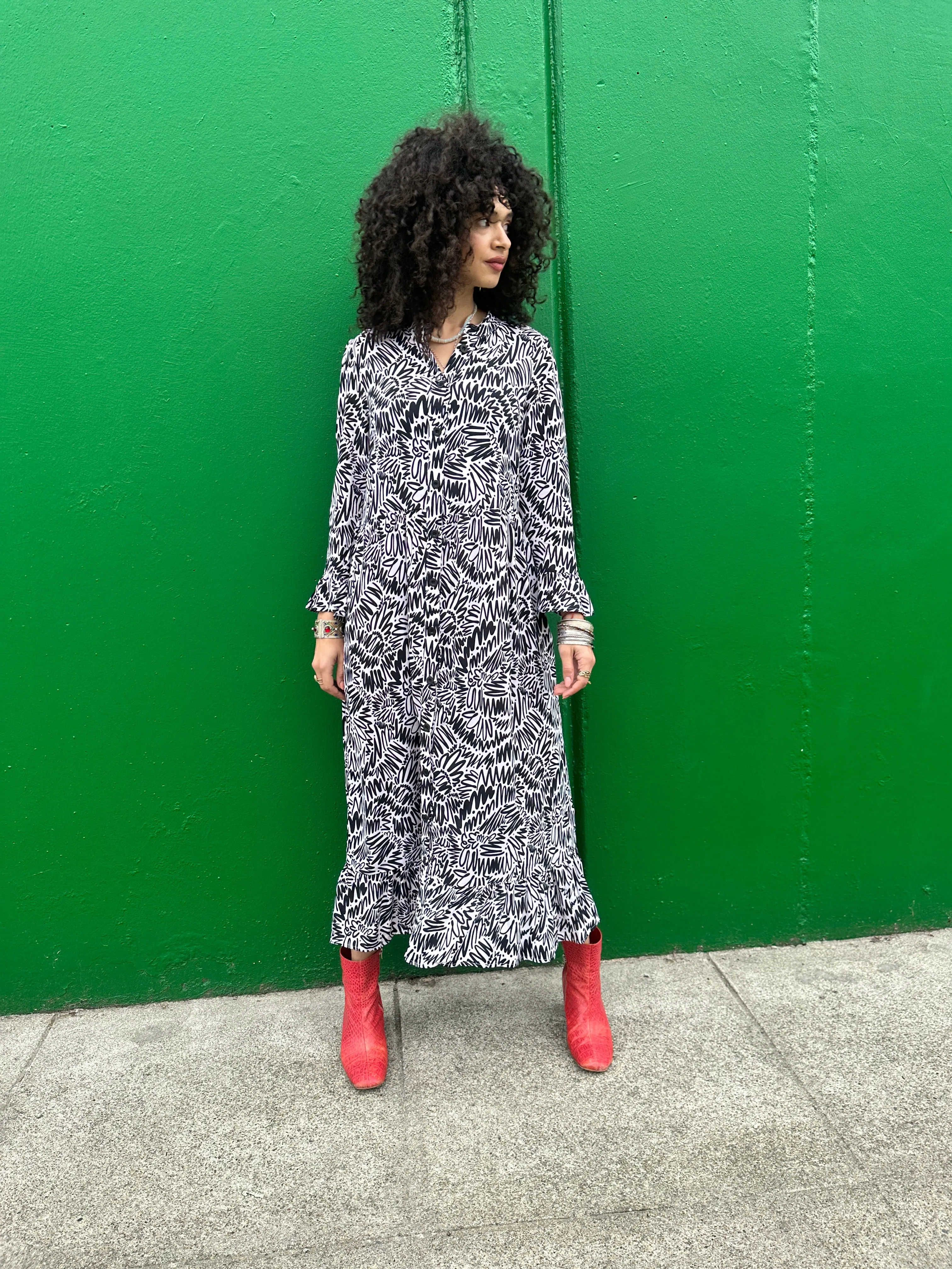 Olive Dress Zig Zag sold by Nooworks product image thumbnail 2