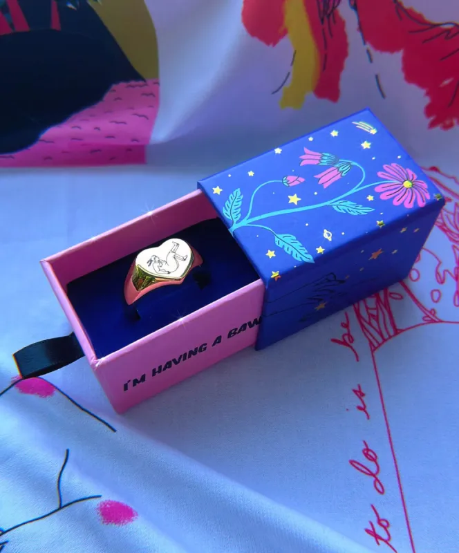 Cowgirl Heart Emblem Ring in Gold sold by Nooworks