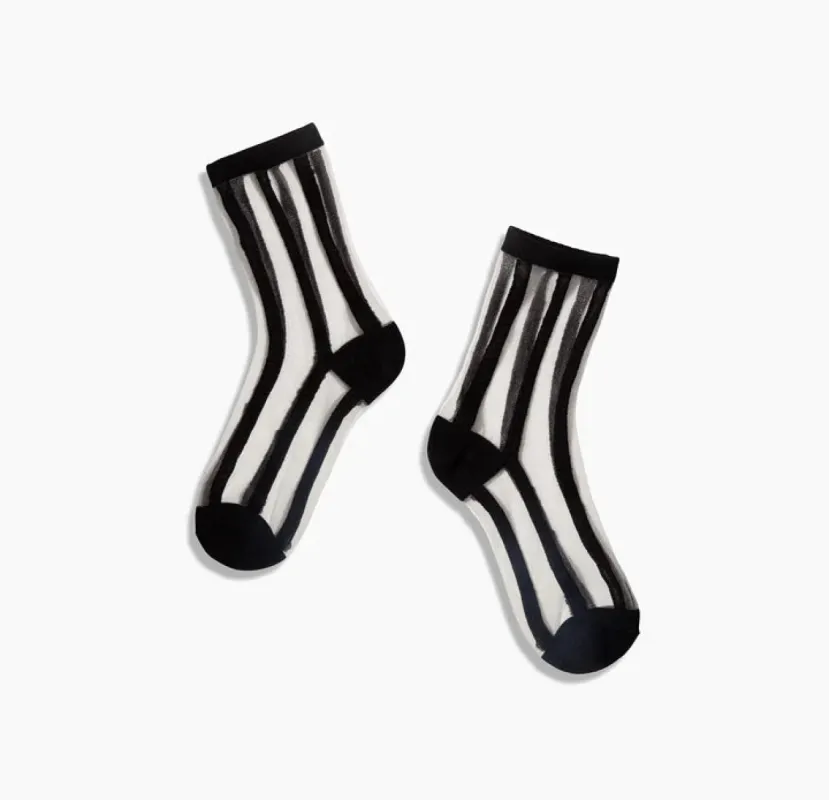 Sheer Socks - Black Lines sold by Nooworks