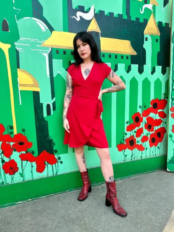 Wrap Dress Tomato Red sold by Nooworks