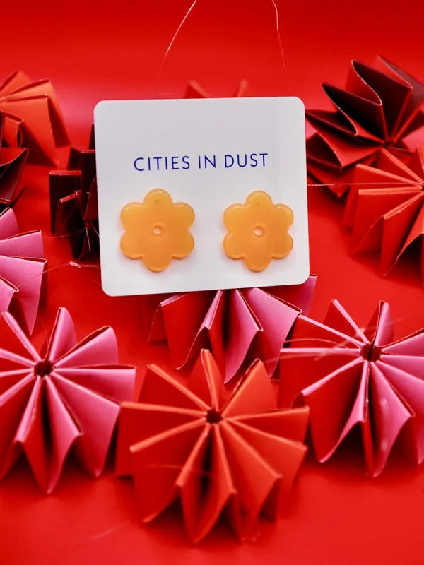 Small Acetate Daisy Earrings - Orange sold by Nooworks