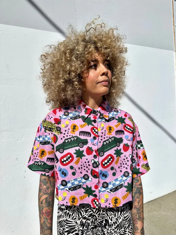 Linen Olivia Top Roll Out sold by Nooworks