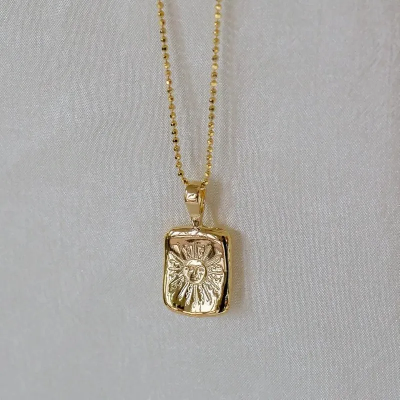 Sun Pendant Tarot Card Necklace - Gold Plated sold by Nooworks