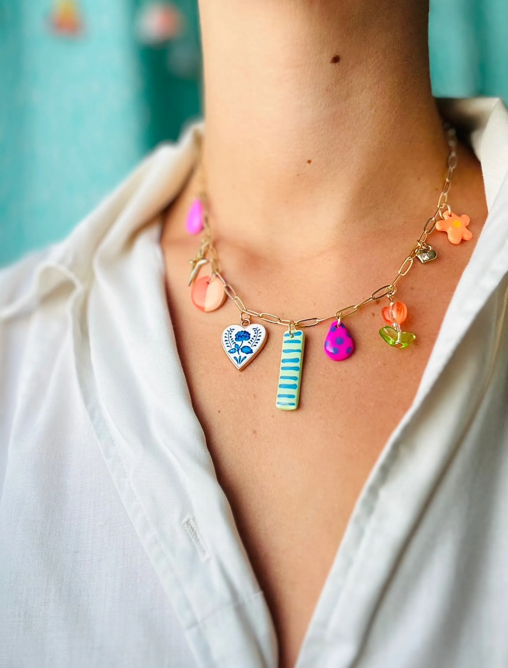 Peachy Blues Charm Necklace sold by Nooworks