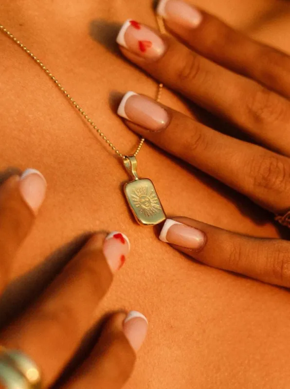 Sun Tarot Card Pendant Necklace - Brass sold by Nooworks