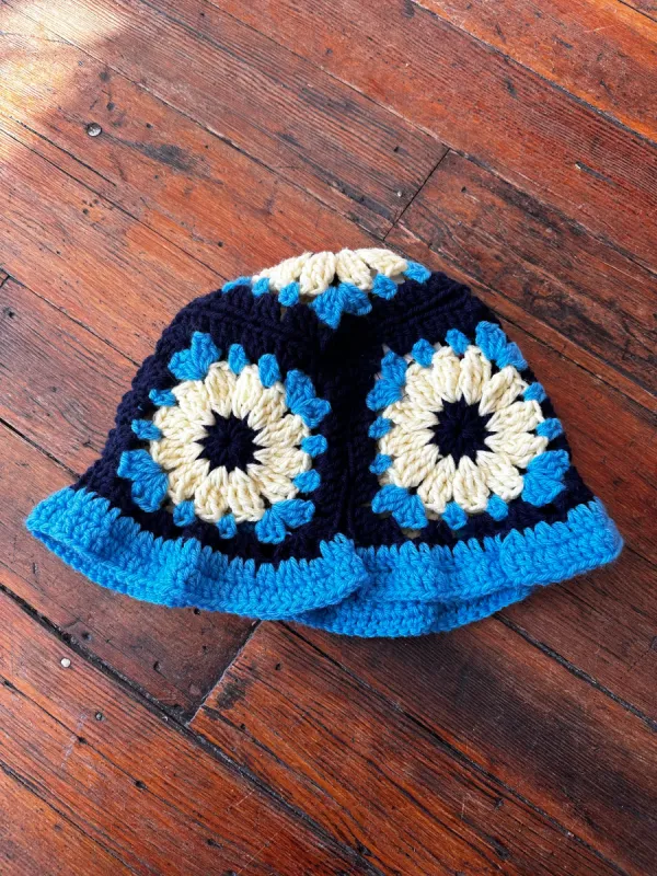 Bev Made Crochet Bucket hat/ Red and pink sold by Nooworks