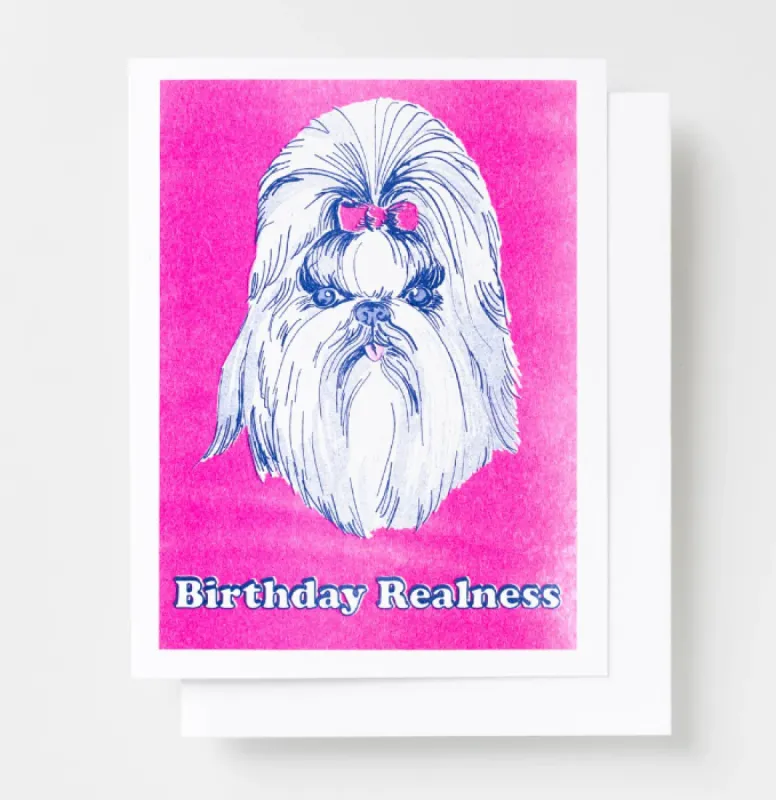 Birthday Realness Risograph Card sold by Nooworks