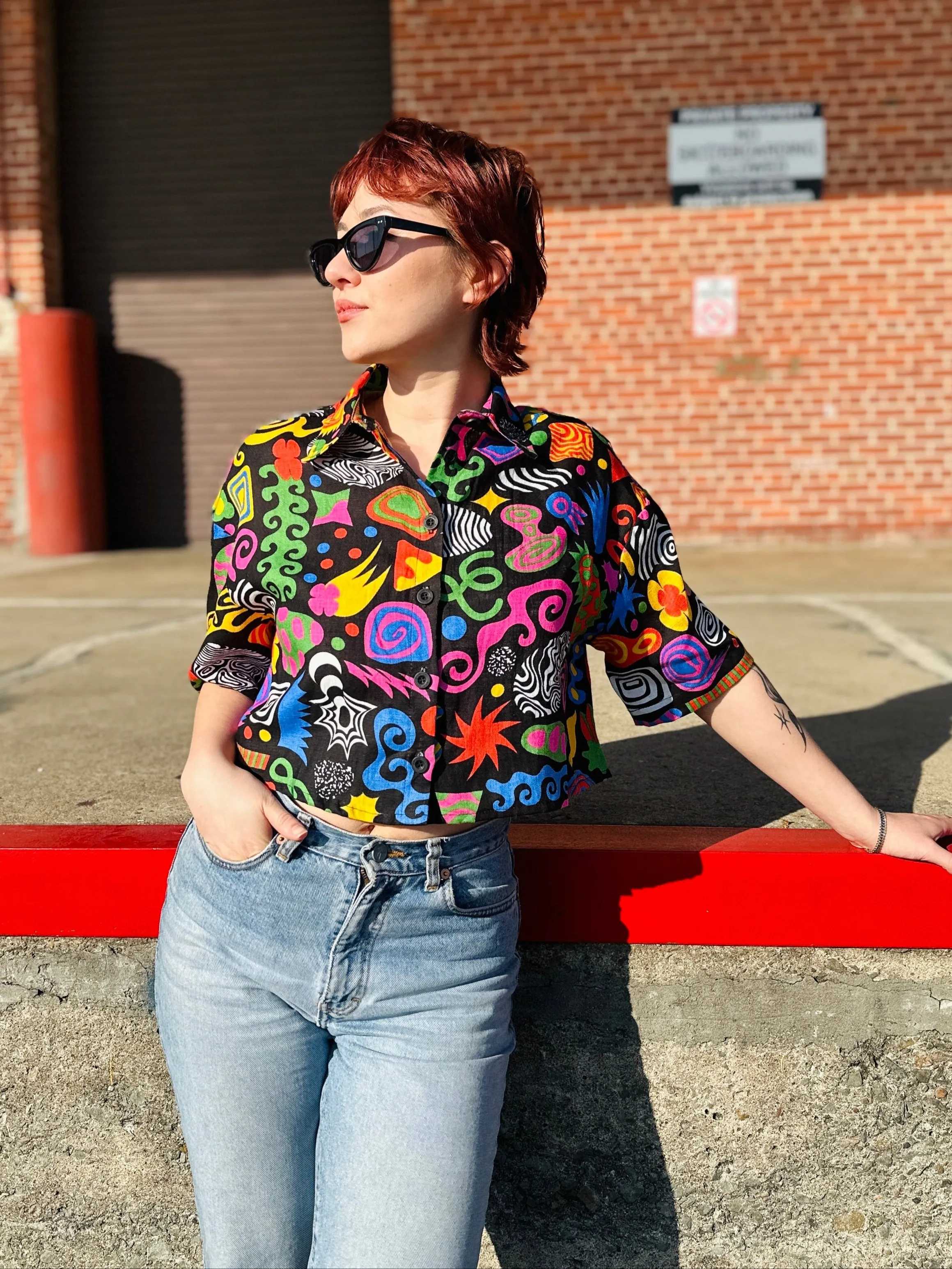 Linen Olivia Top ~ Party Mix ~ sold by Nooworks product image thumbnail 3