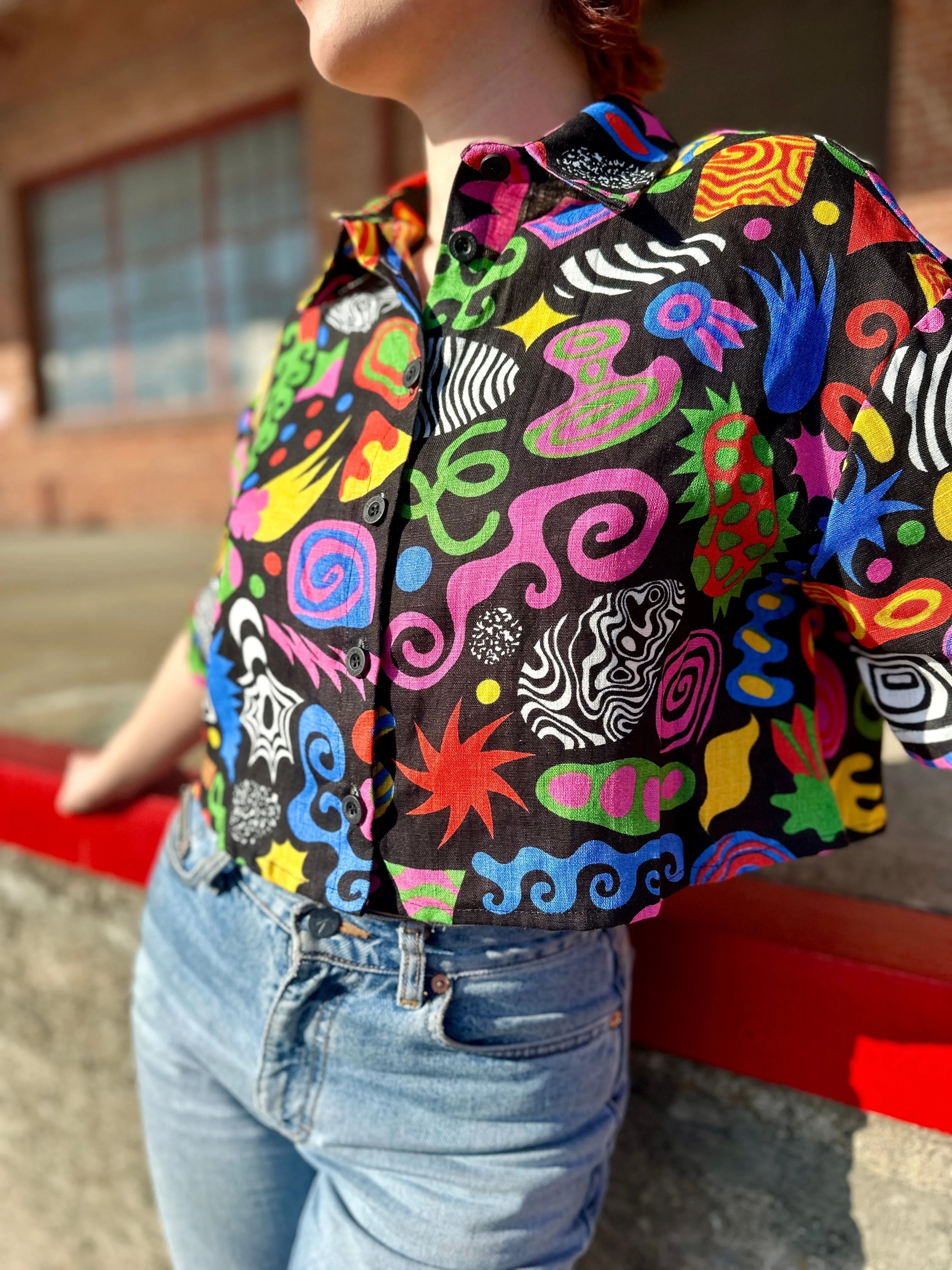 Linen Olivia Top ~ Party Mix ~ sold by Nooworks product image thumbnail 2