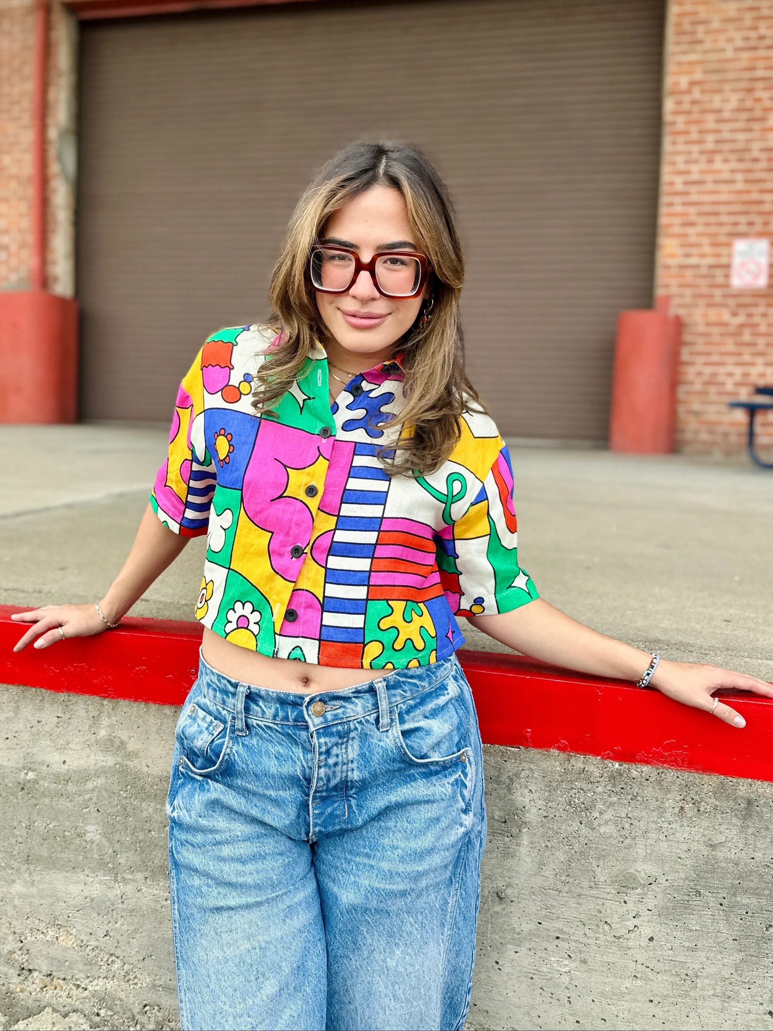 Linen Olivia Top Wormiverse sold by Nooworks