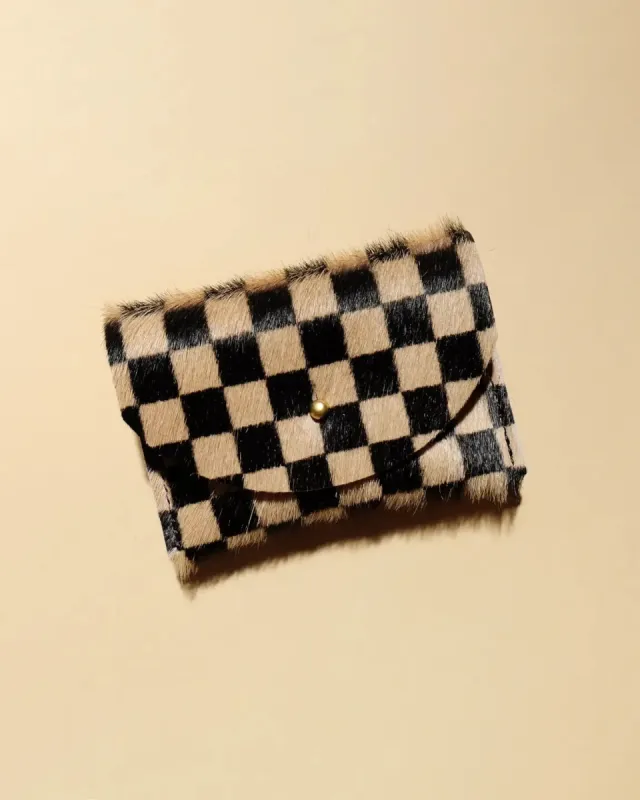 Cardholder - Tan Checkered Hair On Hide sold by Nooworks