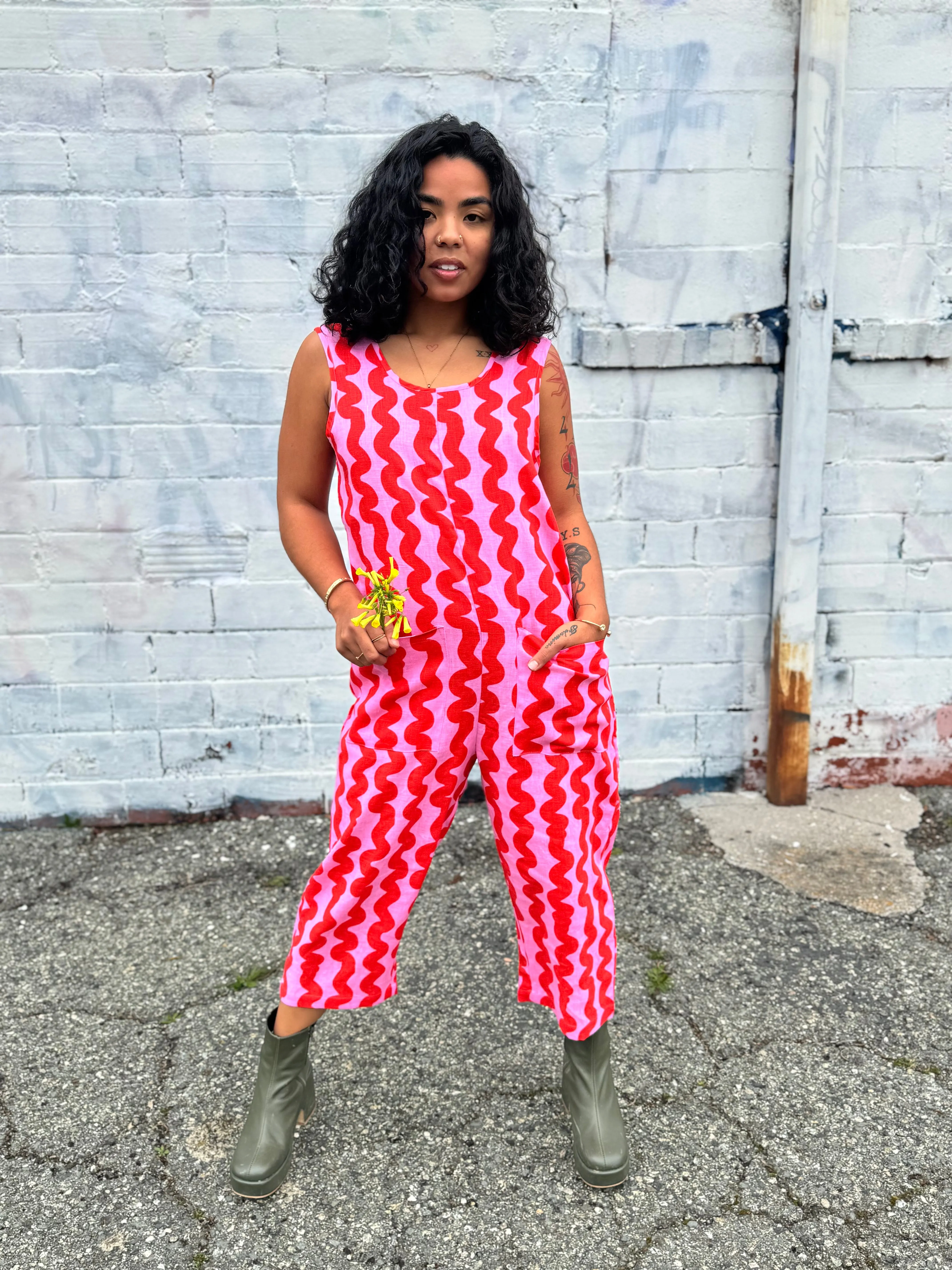 Linen Garden Suit Pink Squiggle sold by Nooworks product image thumbnail 2