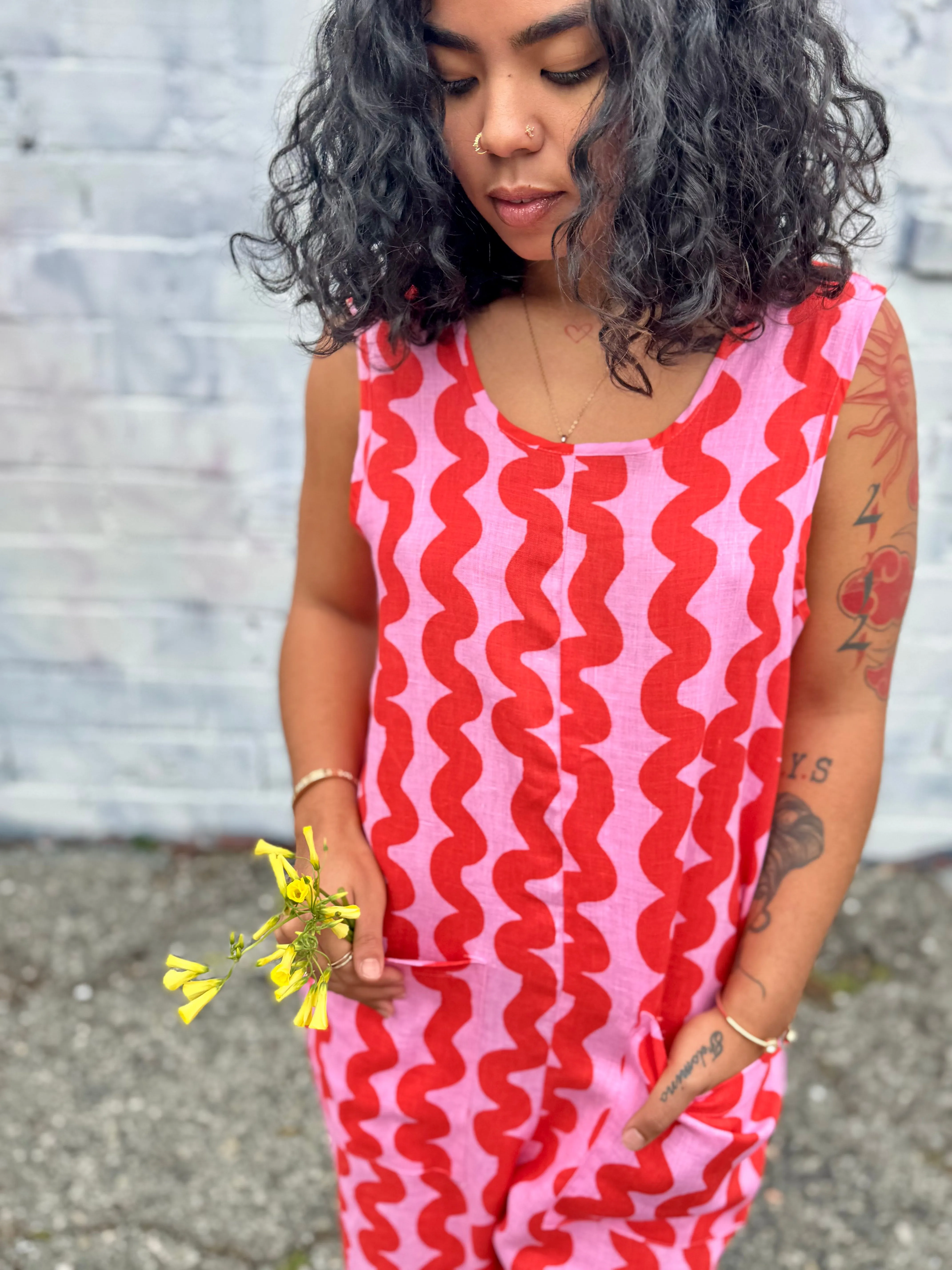 Linen Garden Suit Pink Squiggle sold by Nooworks product image thumbnail 3