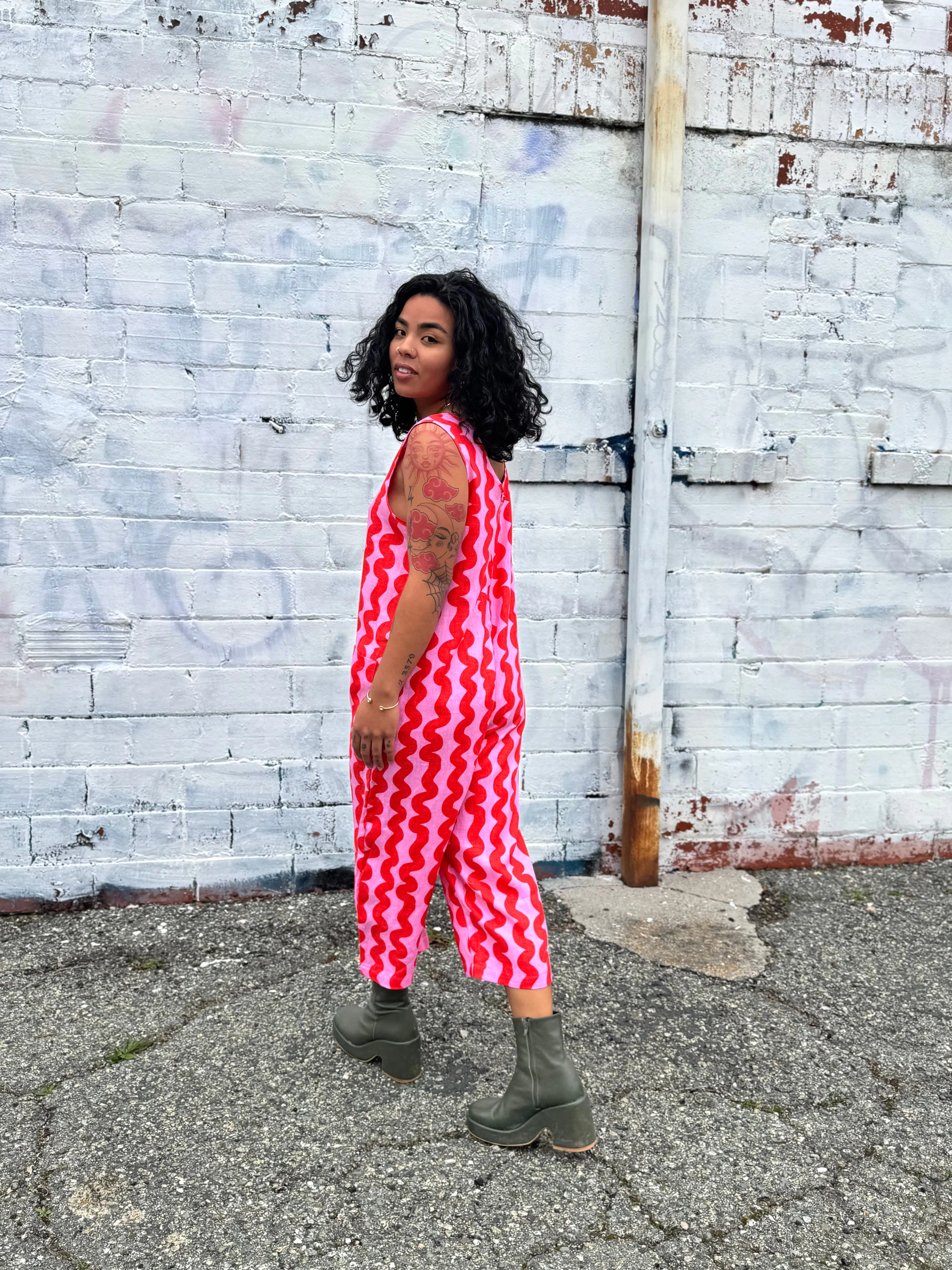 Linen Garden Suit Pink Squiggle sold by Nooworks product image thumbnail 4