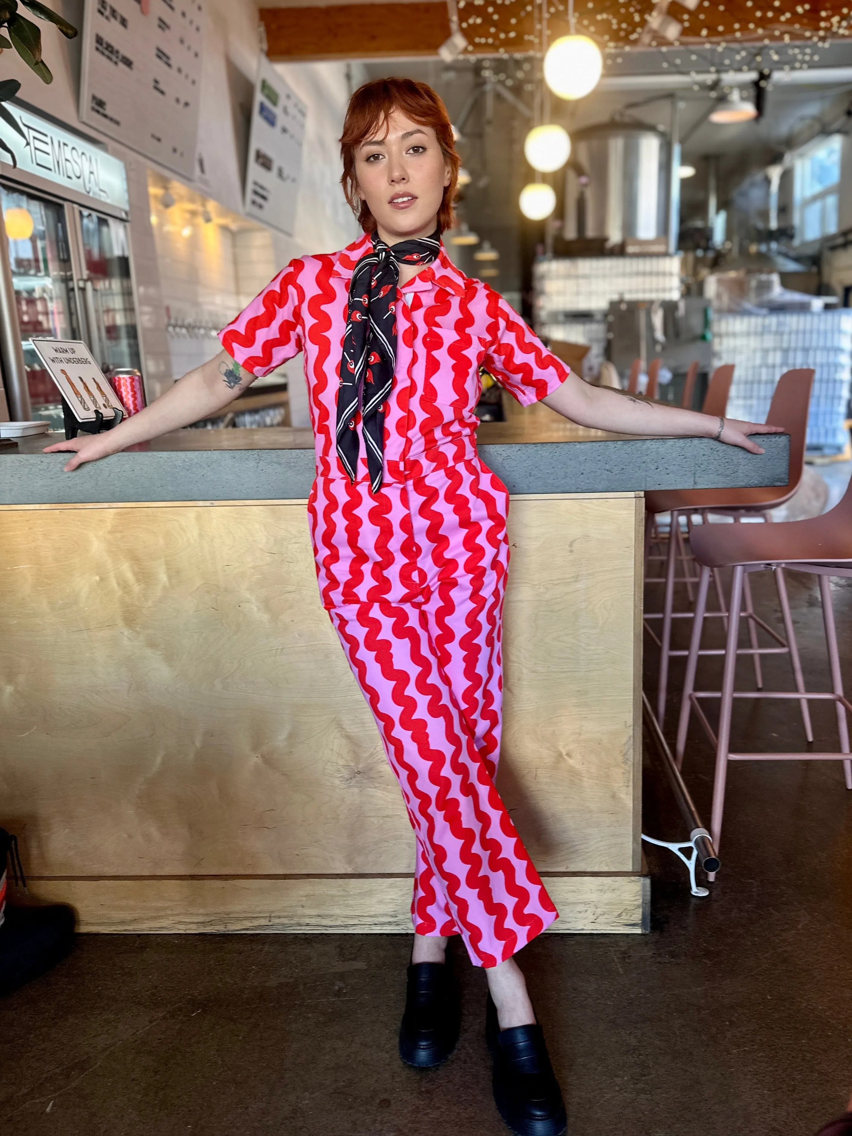 Twill Coveralls Pink Squiggle sold by Nooworks product image thumbnail 5