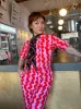 Twill Coveralls Pink Squiggle sold by Nooworks