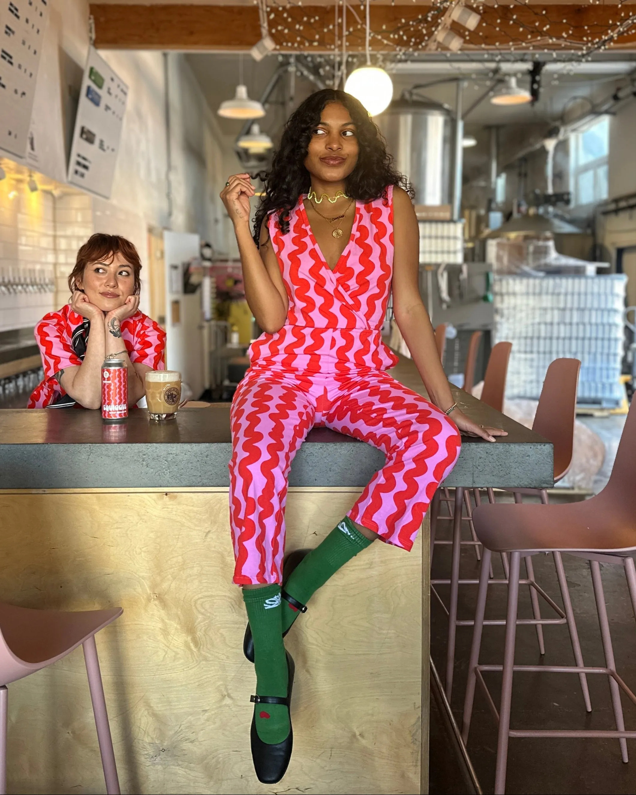 Sonny Suit Pink Squiggle sold by Nooworks