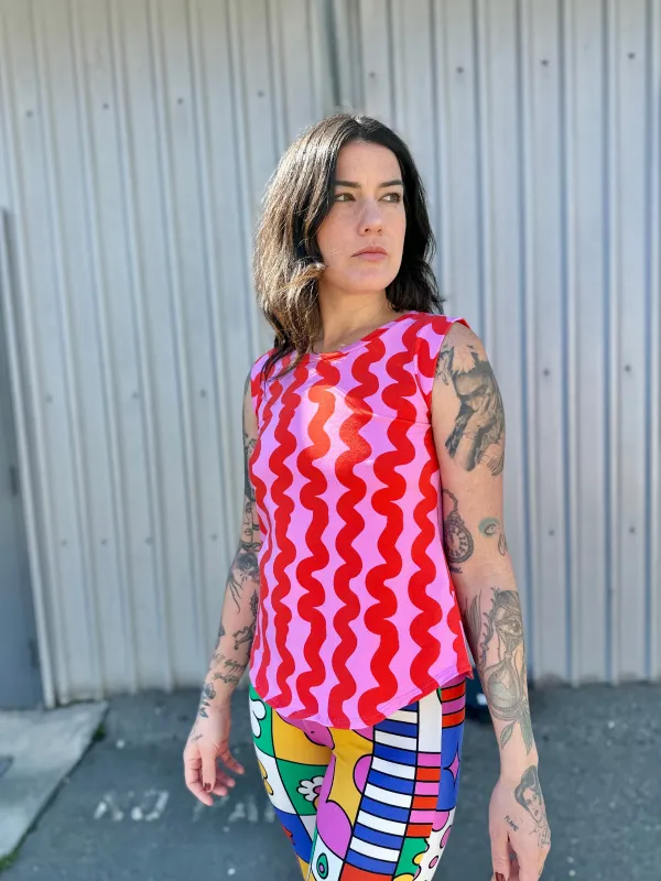 Muscle Tee Pink Squiggle sold by Nooworks