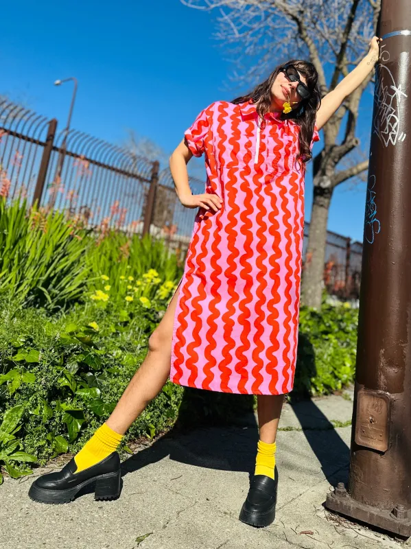 Work Dress Pink Squiggle sold by Nooworks