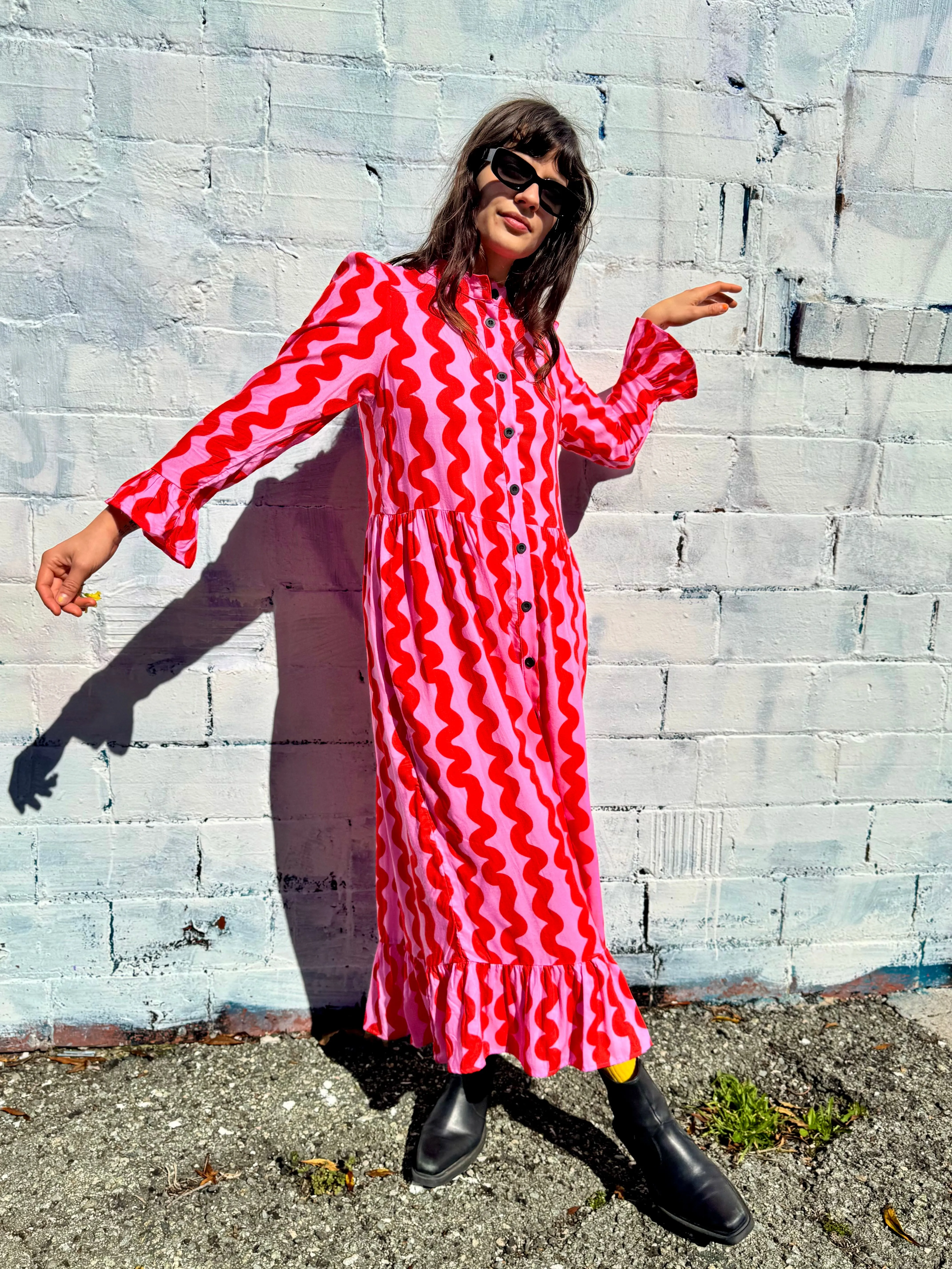 Olive Dress Pink Squiggle sold by Nooworks product image thumbnail 5