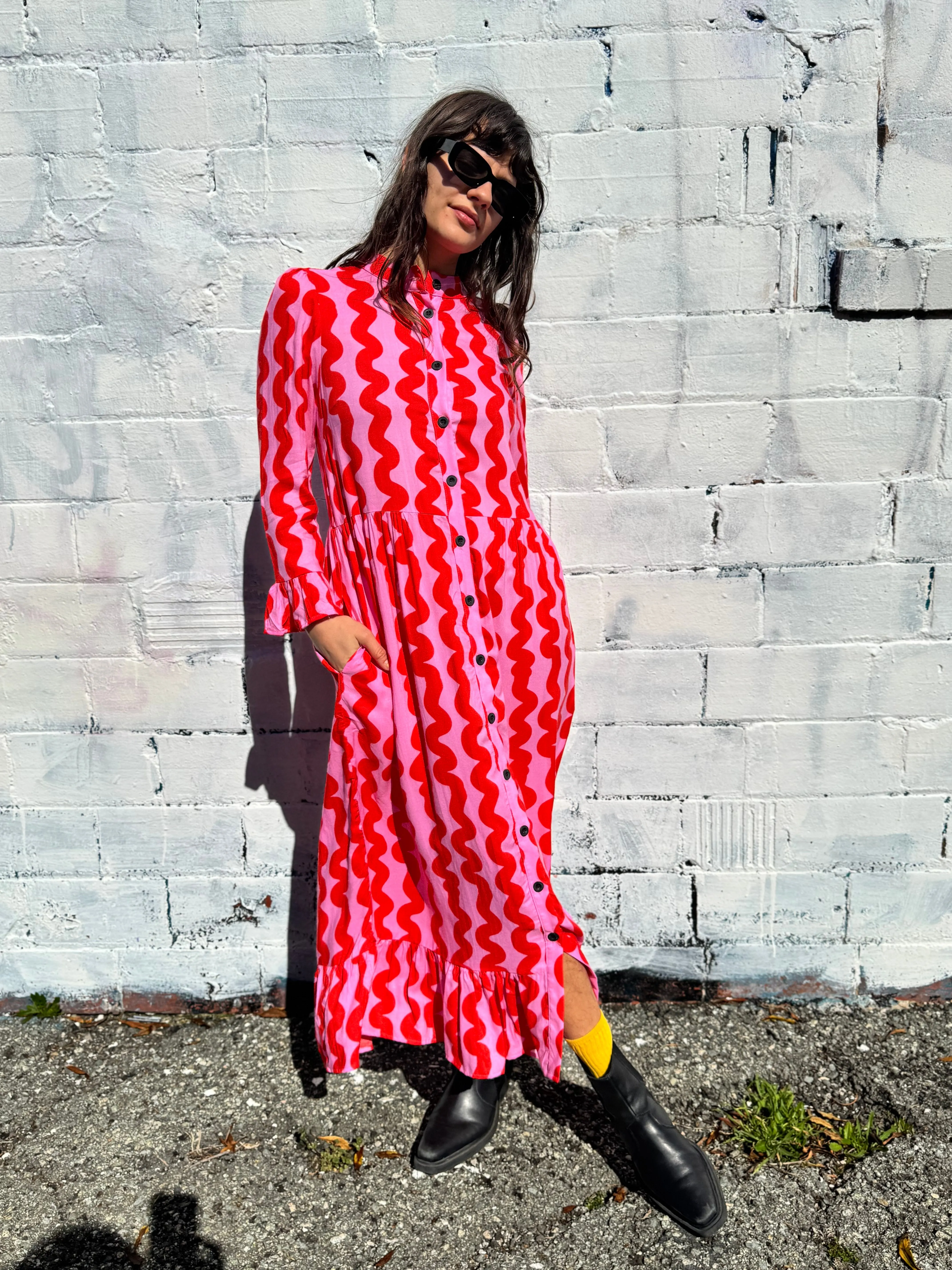 Olive Dress Pink Squiggle sold by Nooworks product image thumbnail 4