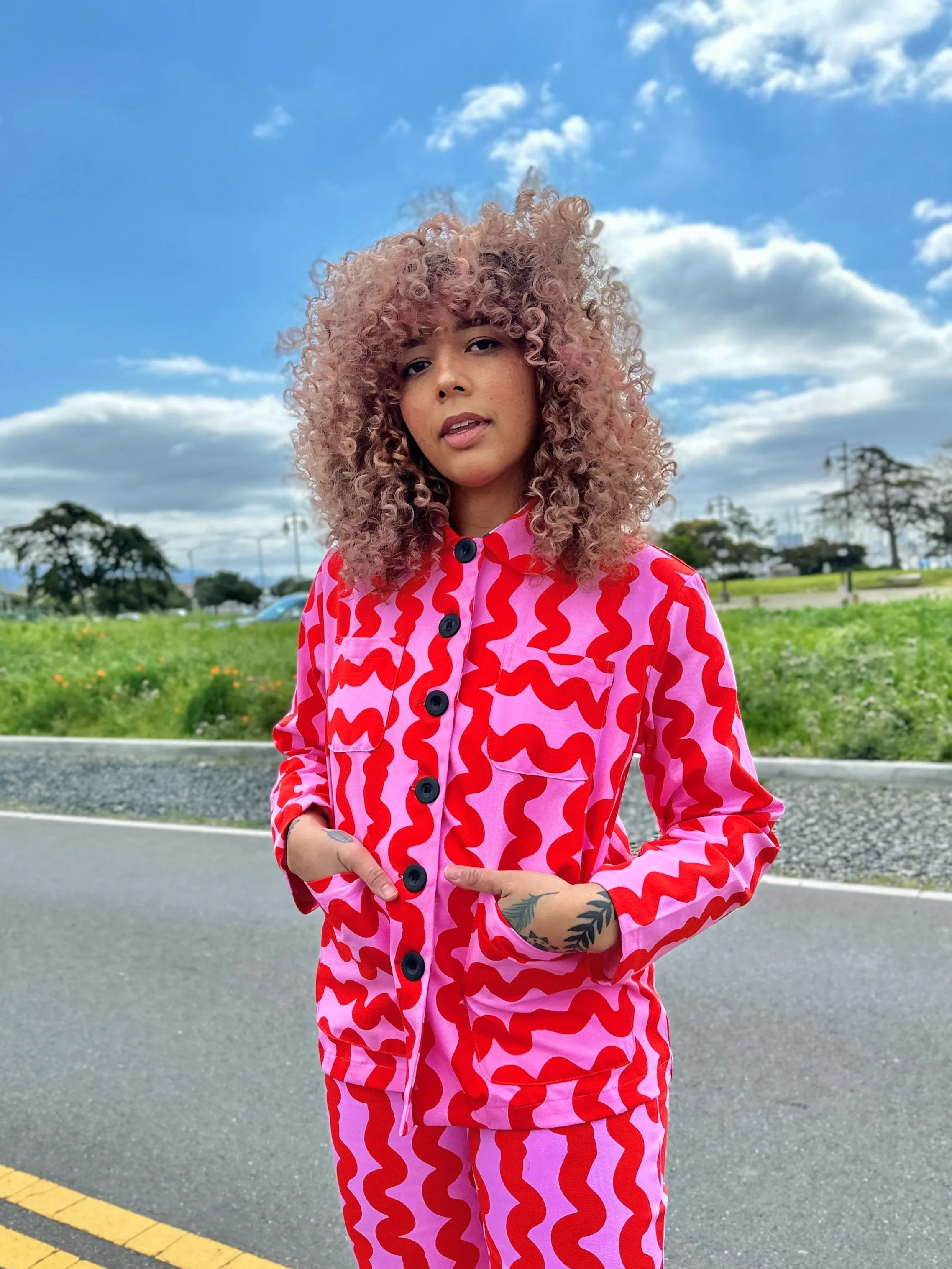 Chore Coat Pink Squiggle sold by Nooworks