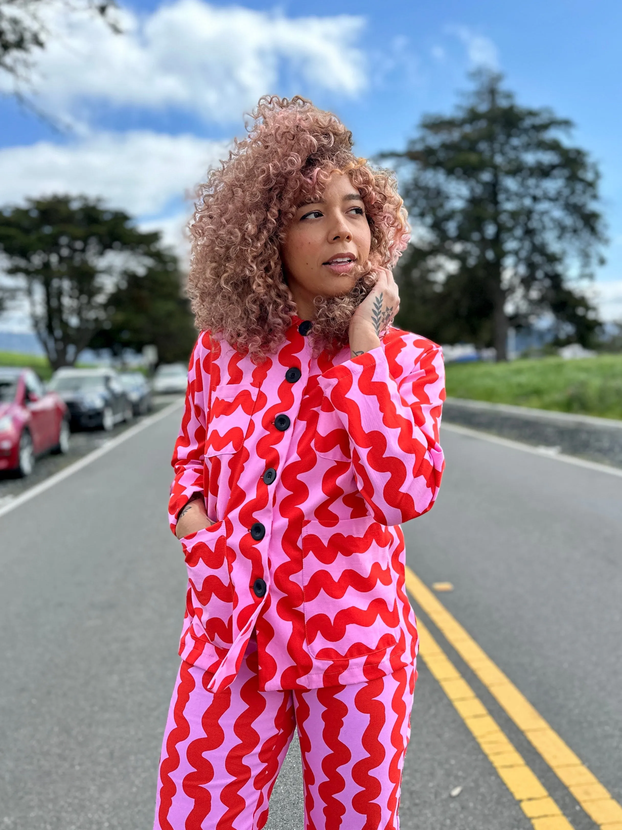 Chore Coat Pink Squiggle sold by Nooworks product image thumbnail 2