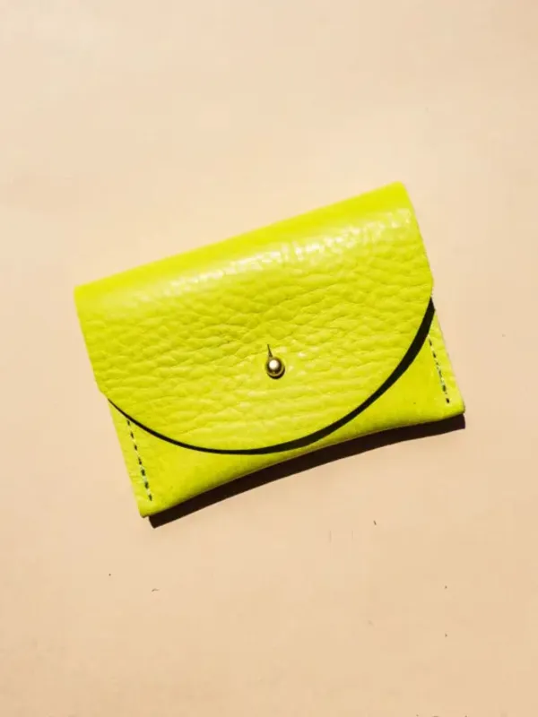 Cardholder - Chartreuse Leather sold by Nooworks