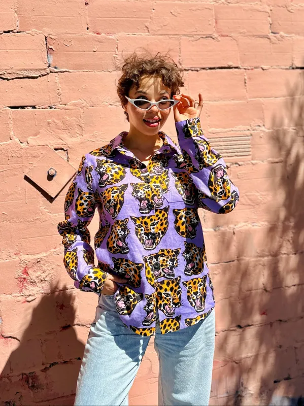 Classic Button Down Cheetah Head sold by Nooworks