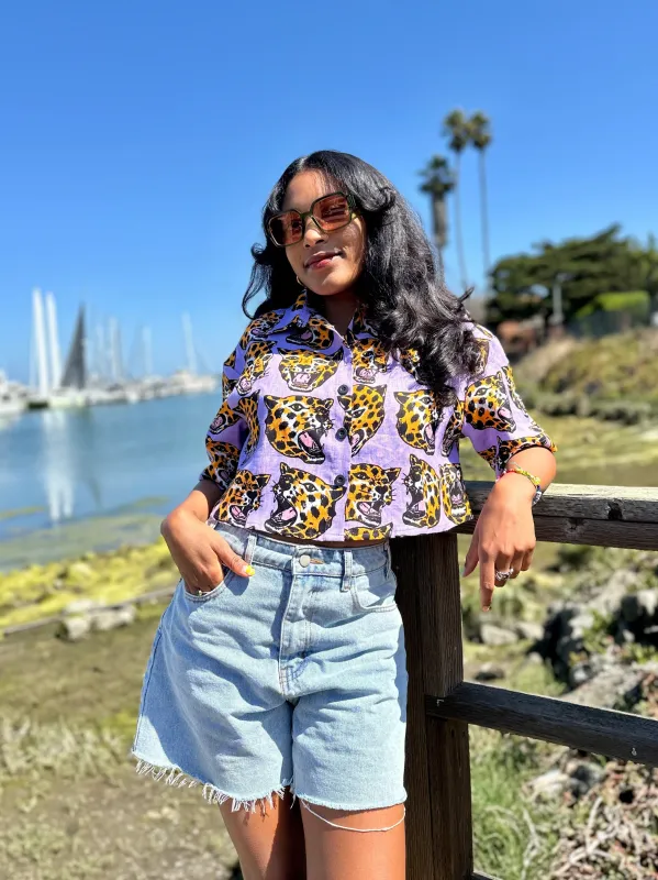 Linen Olivia Top Cheetah Head sold by Nooworks