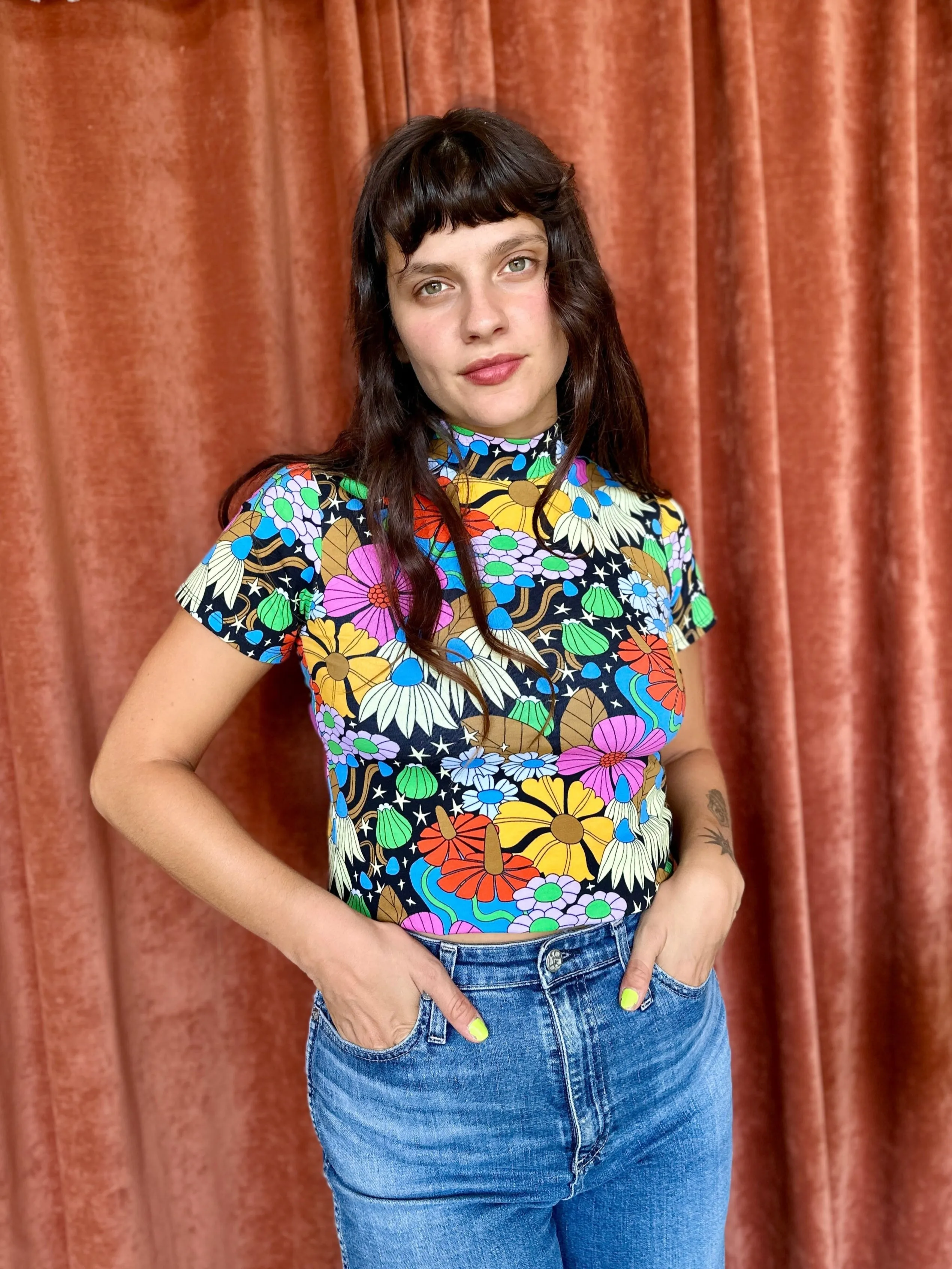 Mock Neck Cosmic Floral sold by Nooworks product image thumbnail 2