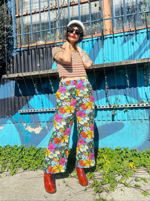 Linen Catalina Pant Cosmic Floral sold by Nooworks