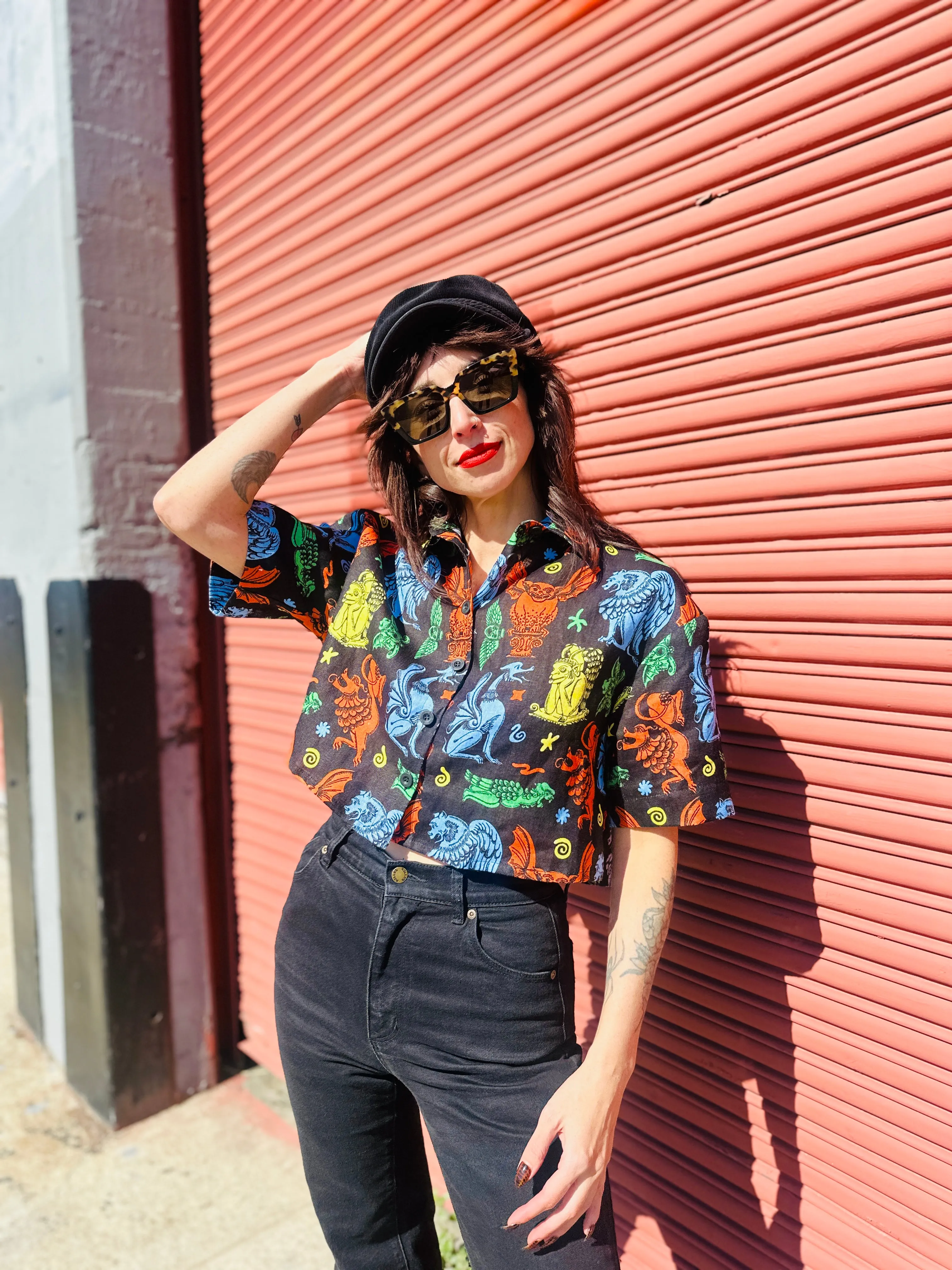 Linen Olivia Top Gargoyles sold by Nooworks product image thumbnail 2