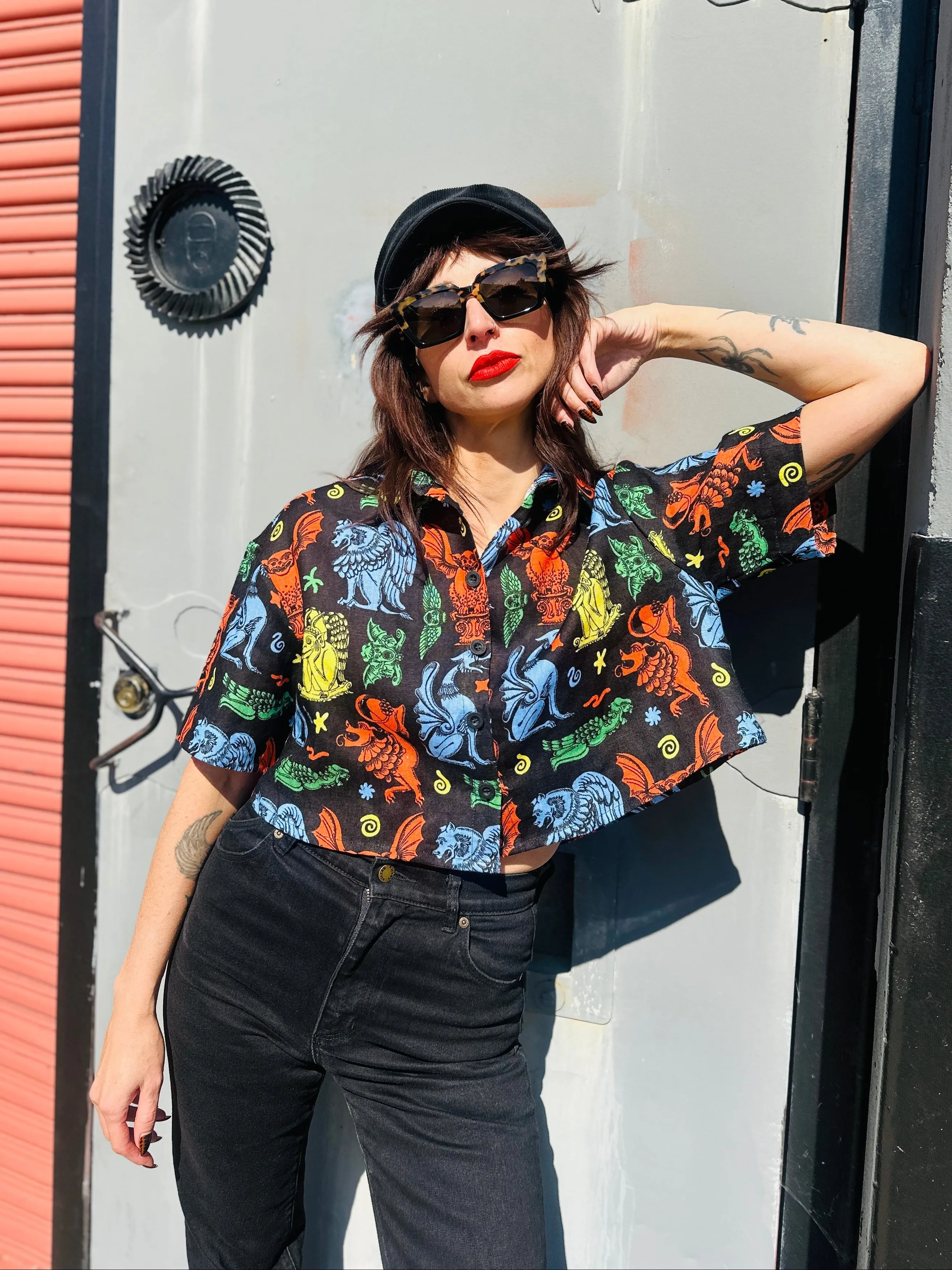 Linen Olivia Top Gargoyles sold by Nooworks