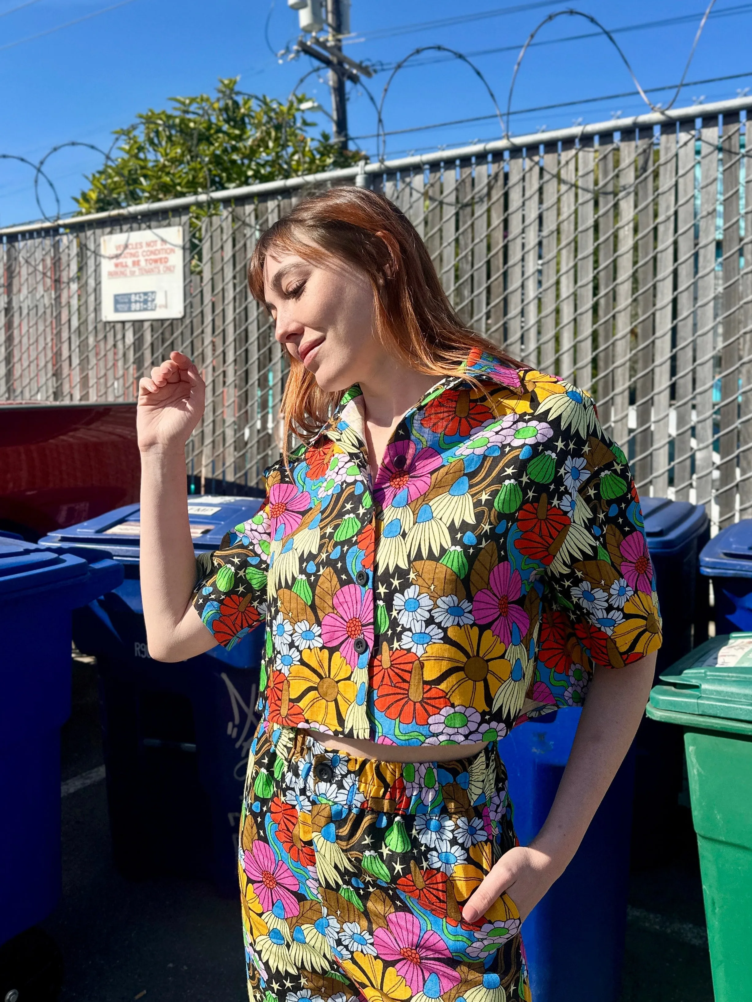 Linen Olivia Top Cosmic Floral sold by Nooworks product image thumbnail 3