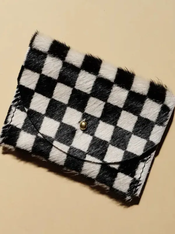 Cardholder - Checkered Hair On Hide sold by Nooworks