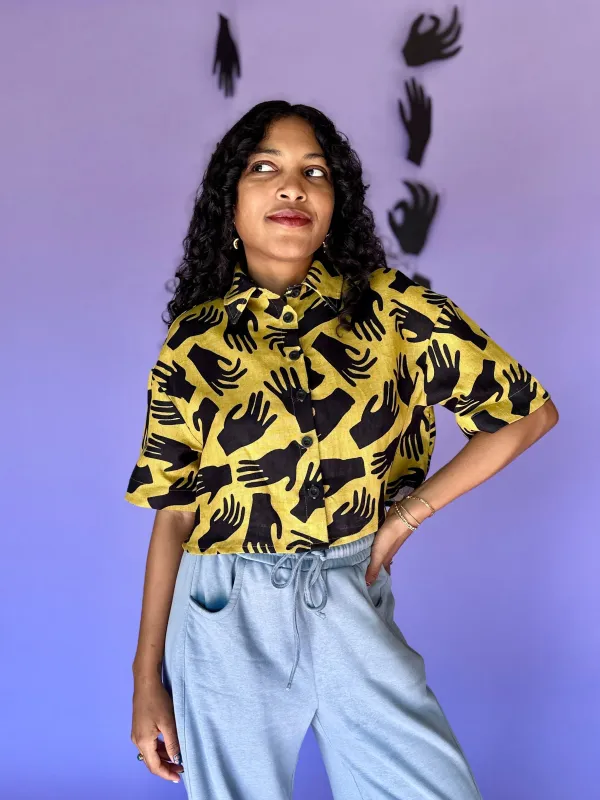 Linen Olivia Top Hands sold by Nooworks