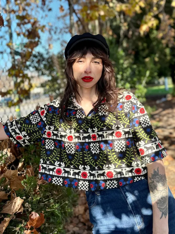 Linen Olivia Top The Guardians sold by Nooworks