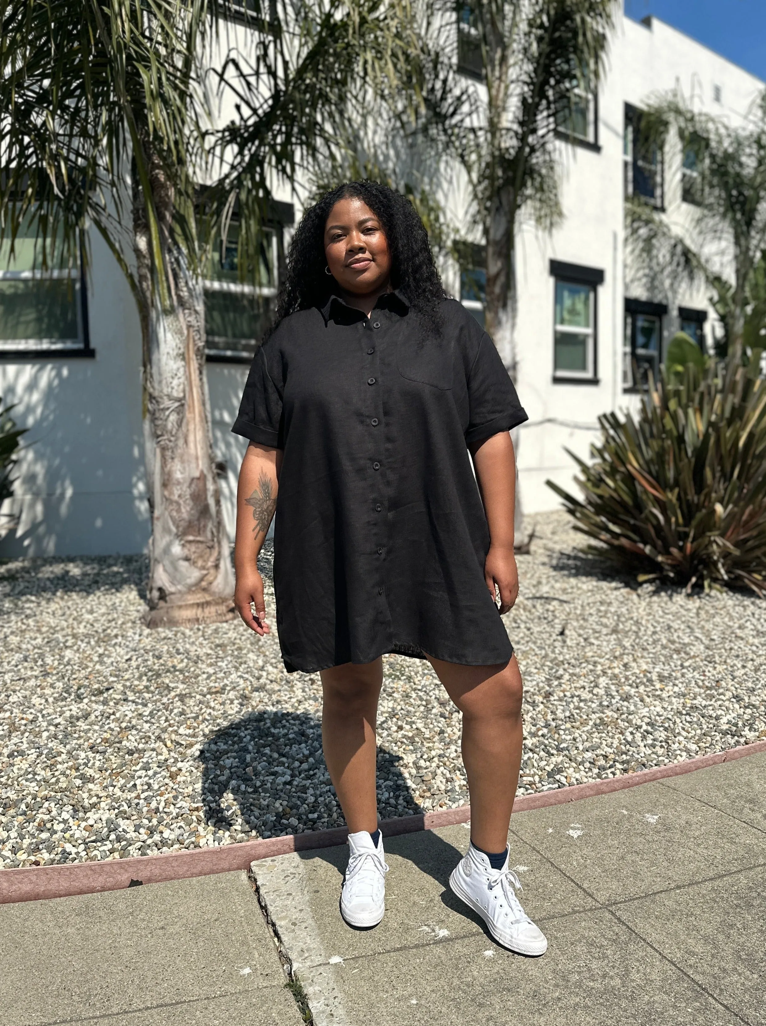 Linen Shirt Dress Black sold by Nooworks