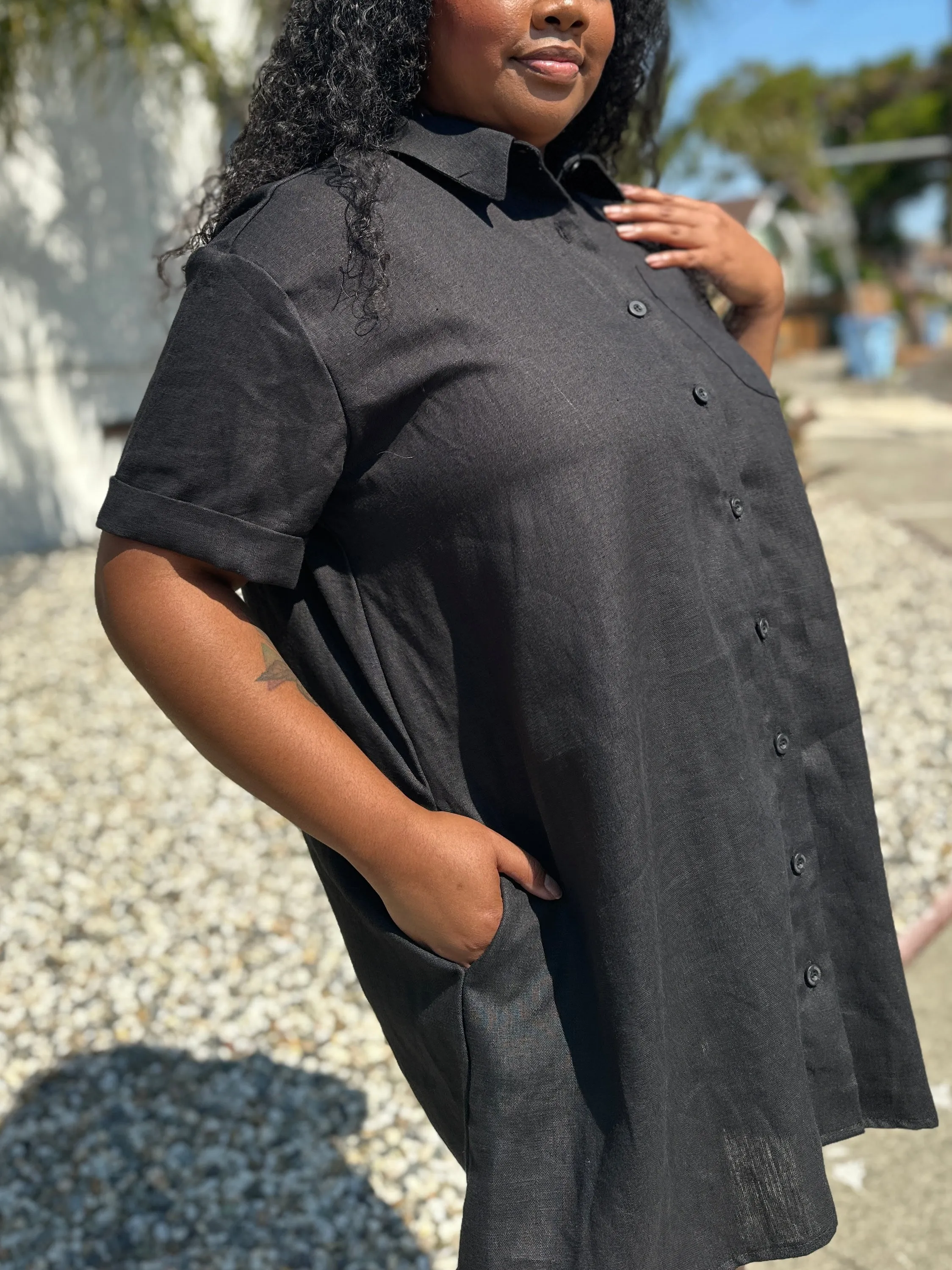 Linen Shirt Dress Black sold by Nooworks product image thumbnail 2