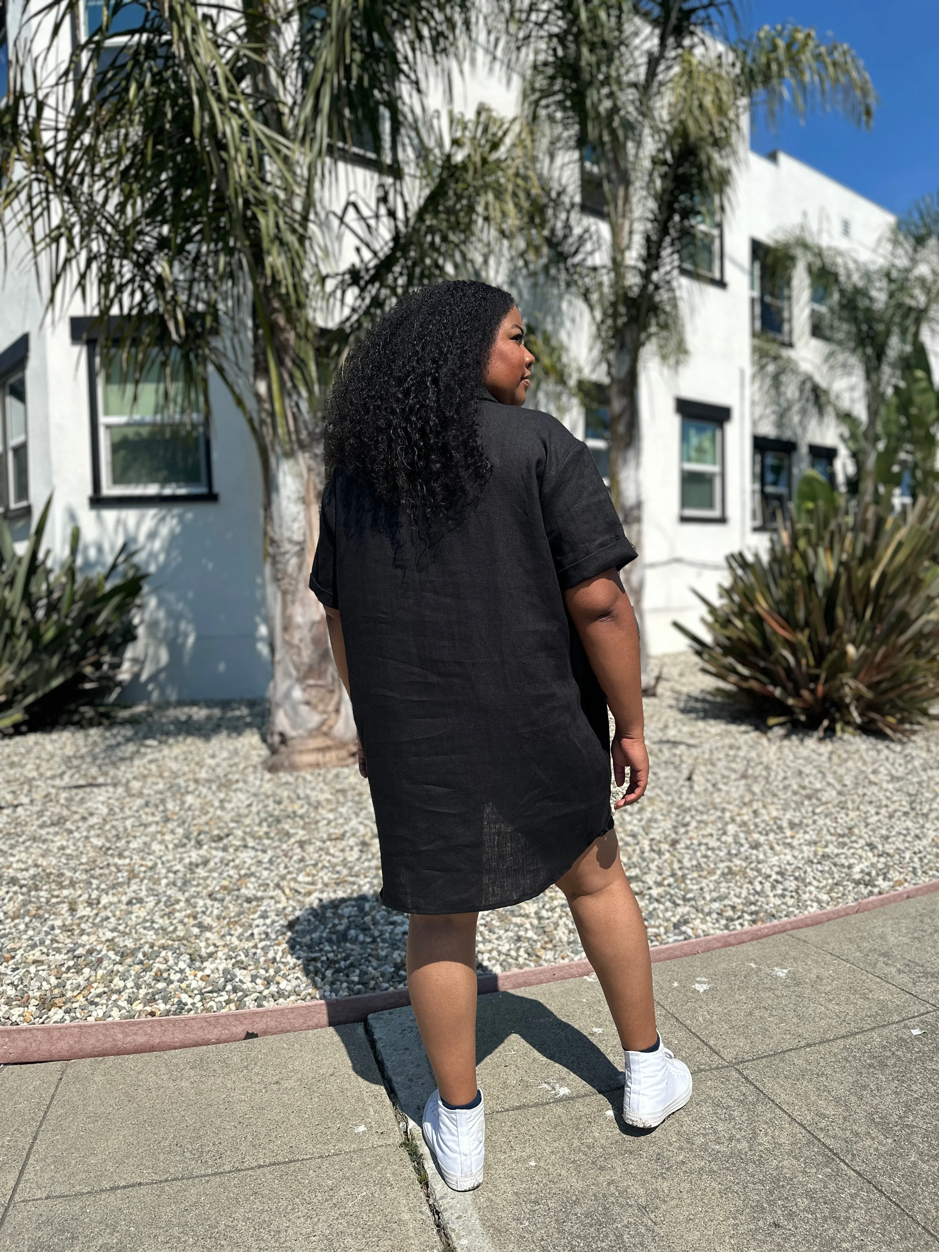 Linen Shirt Dress Black sold by Nooworks product image thumbnail 4