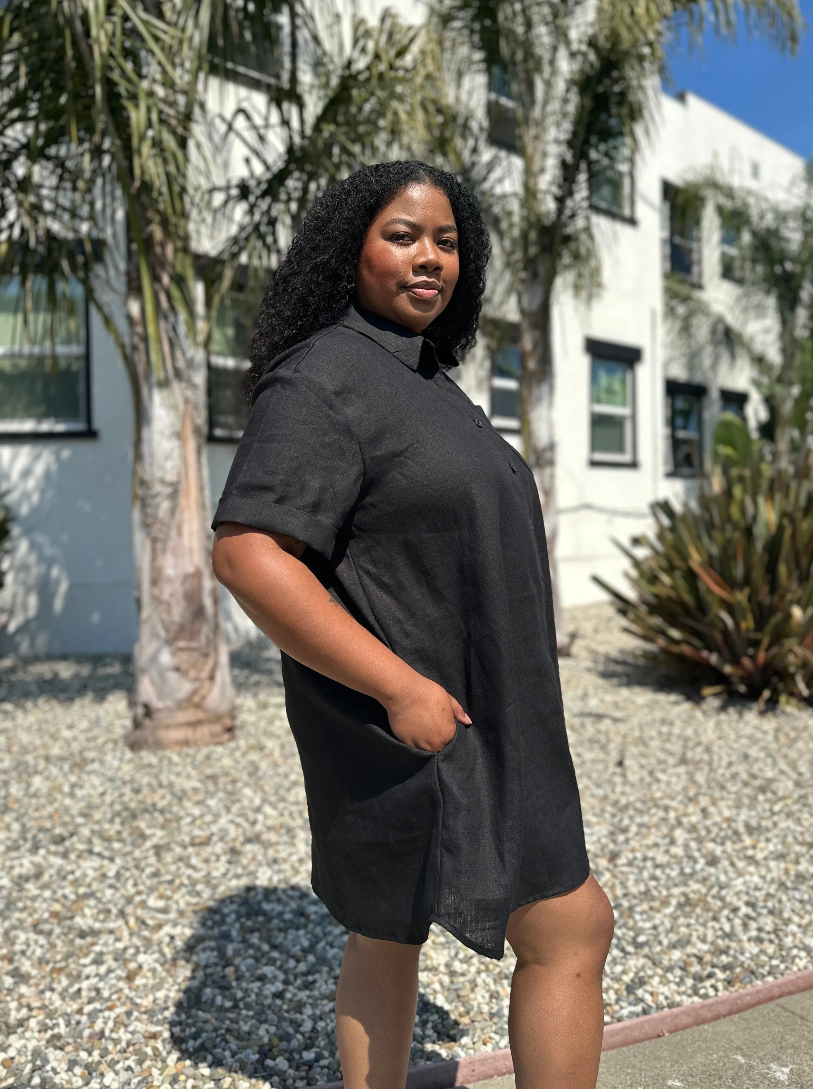 Linen Shirt Dress Black sold by Nooworks product image thumbnail 3