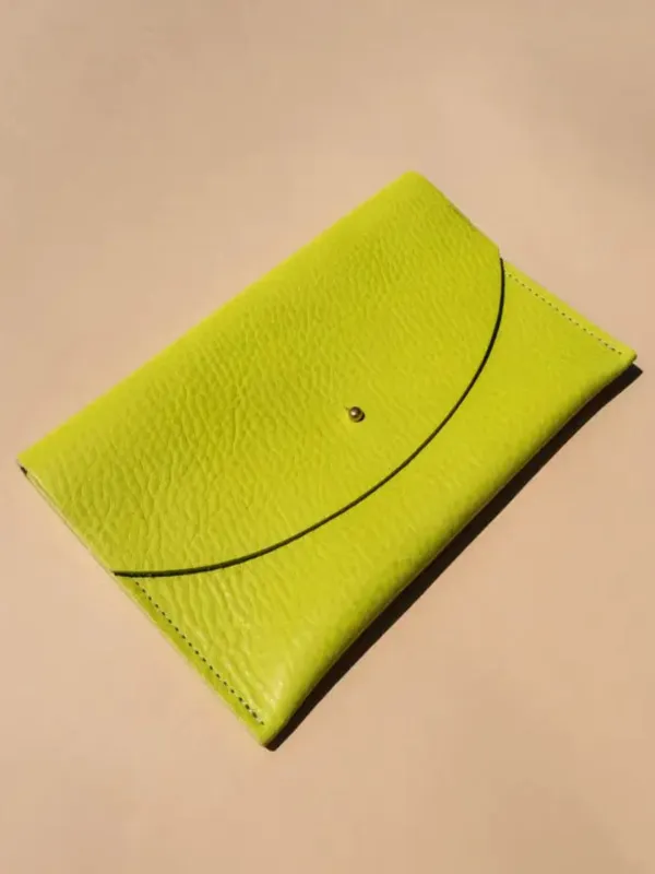 Envelope Pouch - Chartreuse Leather made by PRIMECUT